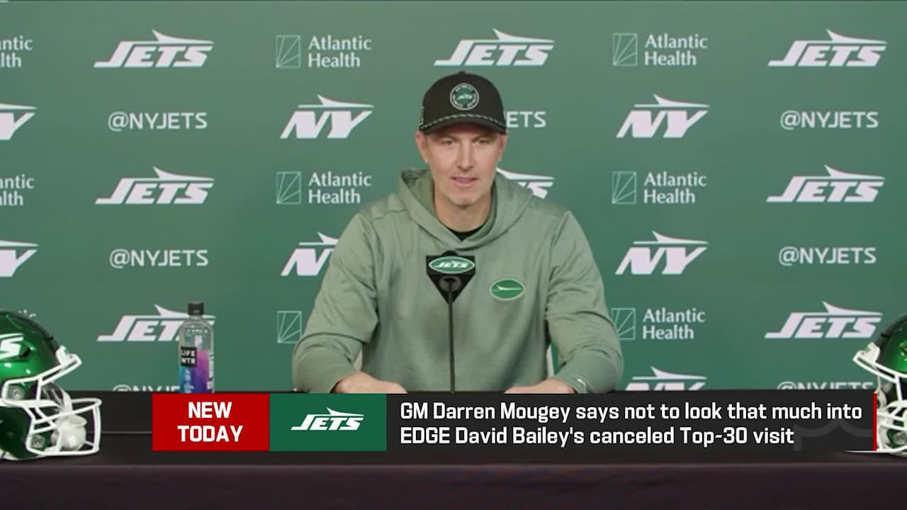 New York Jets general manager Darren Mougey addresses edge rusher David ...