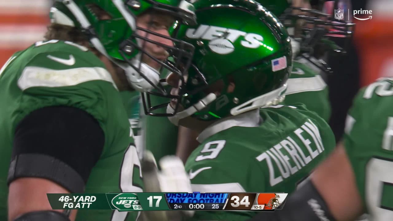 New York Jets kicker Greg Zuerlein's 46yard FG makes it a 3417 game