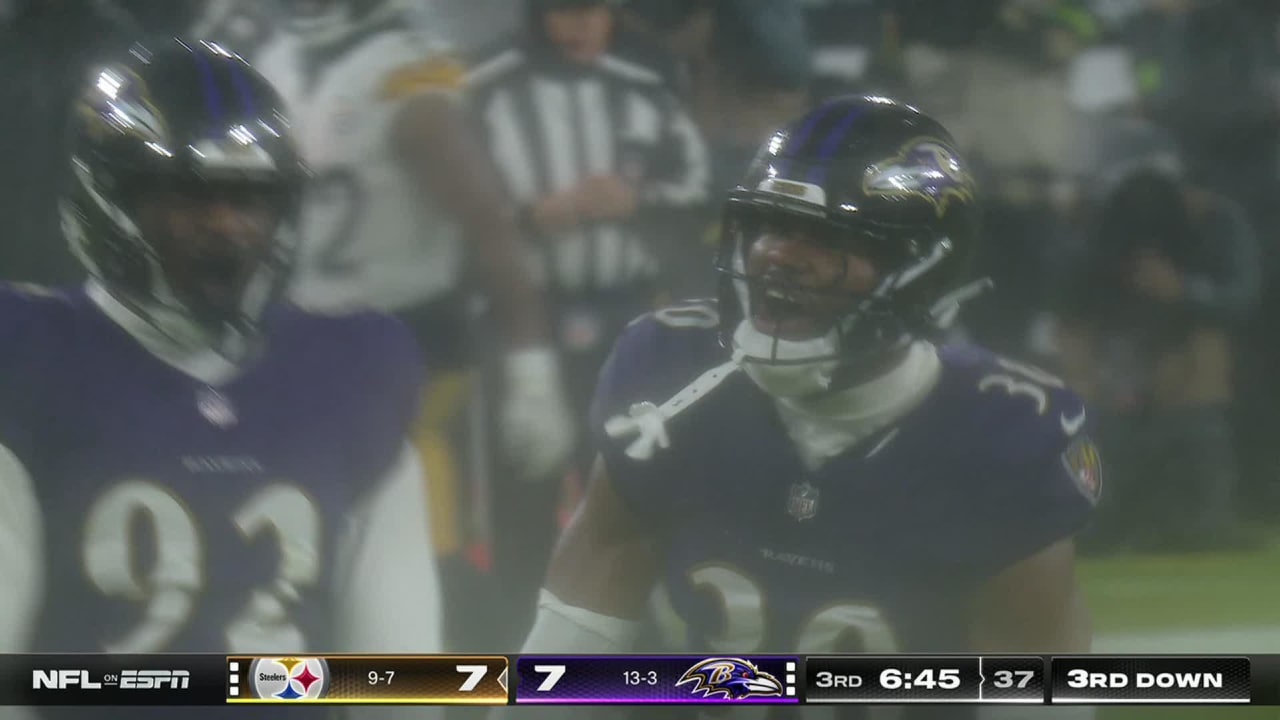 Linebacker Trent Simpson's blitz goes undetected for another Baltimore sack of Pittsburgh