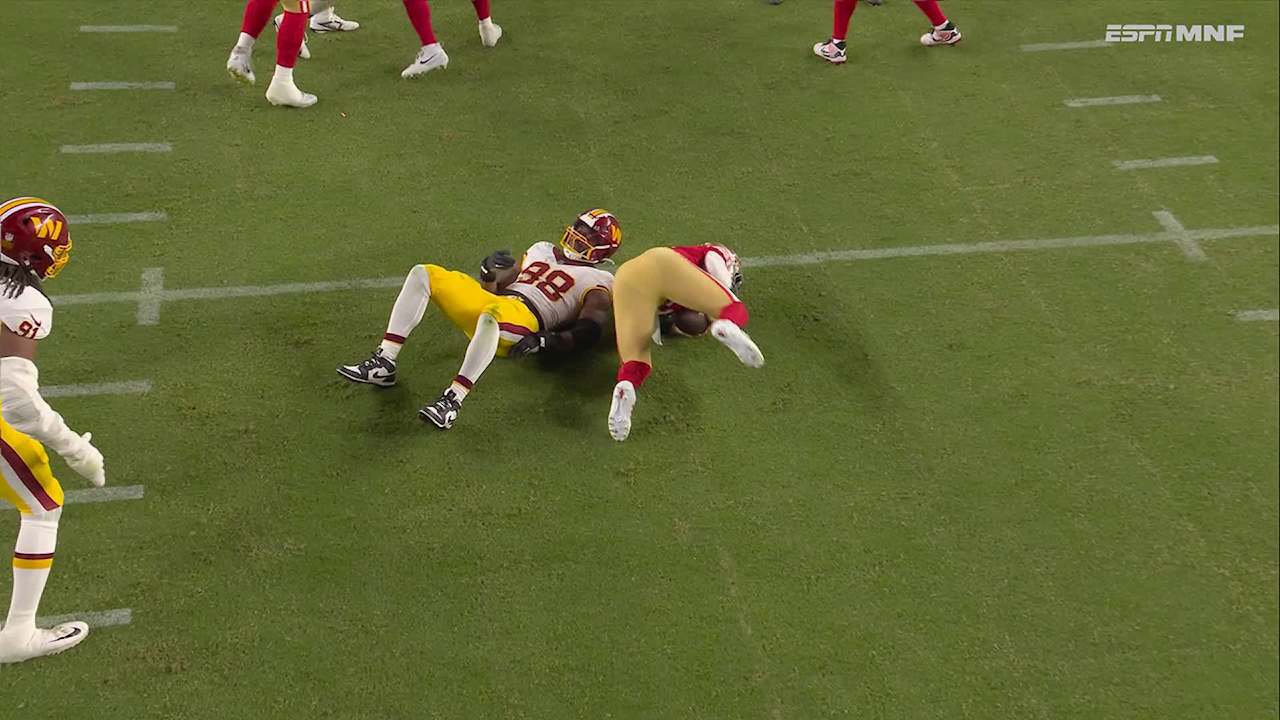 Washington Commanders linebacker Odafe Oweh brings down San Francisco ...