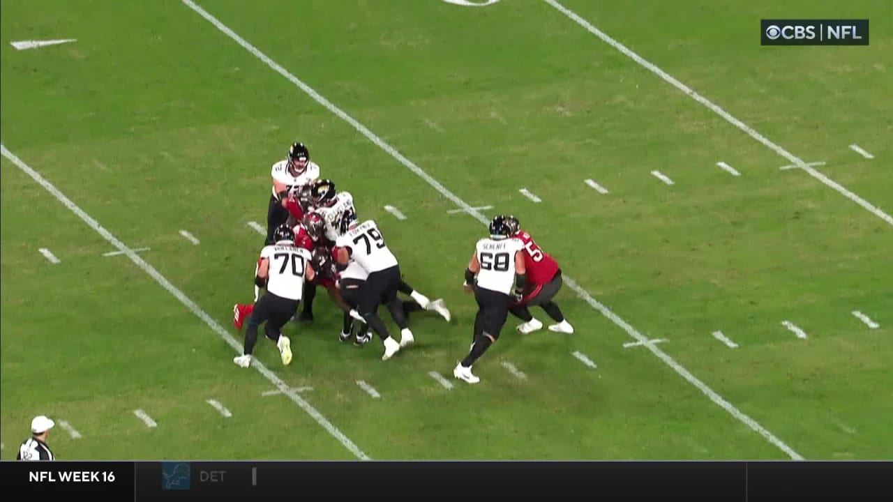 Tampa Bay Buccaneers linebacker YaYa Diaby collapses the pocket on