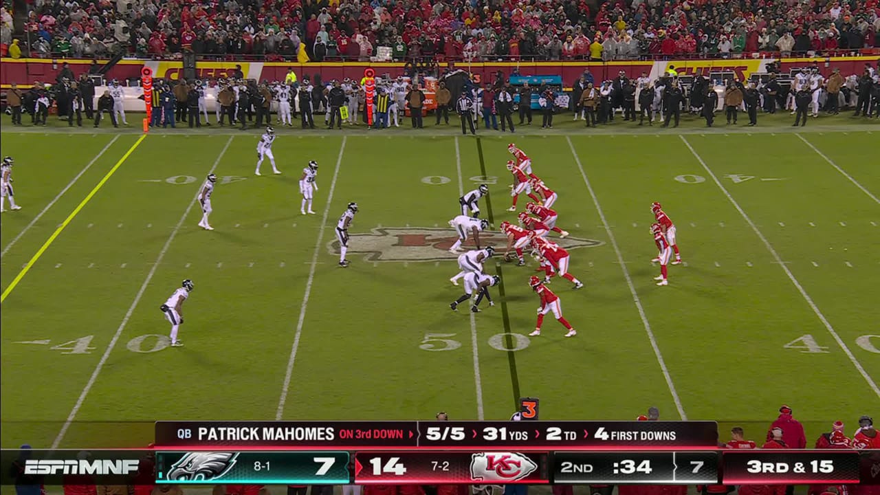 Kansas City Chiefs quarterback Patrick Mahomes' 17yard dart to wide