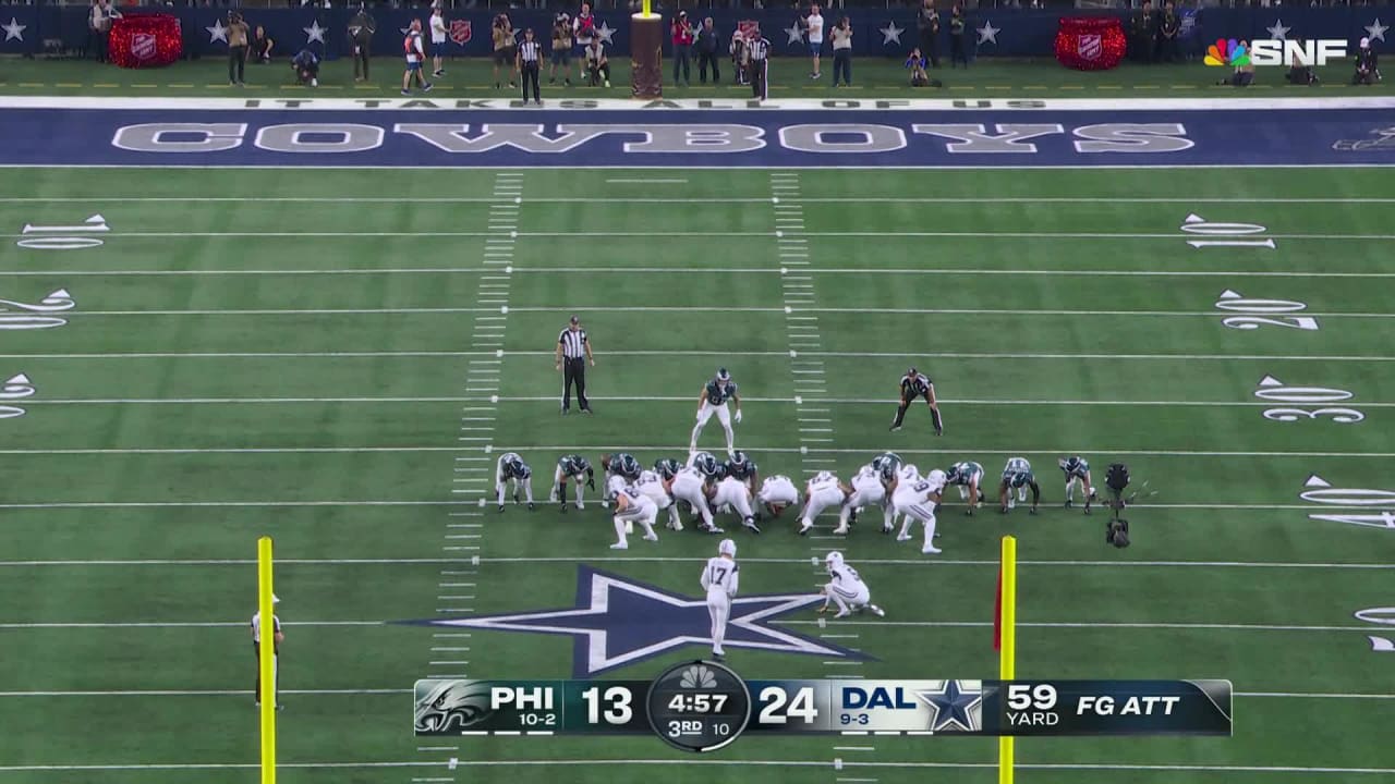 Dallas Cowboys kicker Brandon Aubrey makes a 59yard field goal look