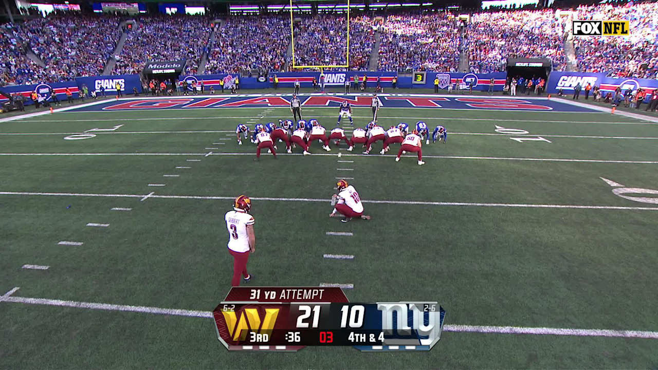 Washington Commanders kicker Austin Seibert's 31-yard FG gives ...