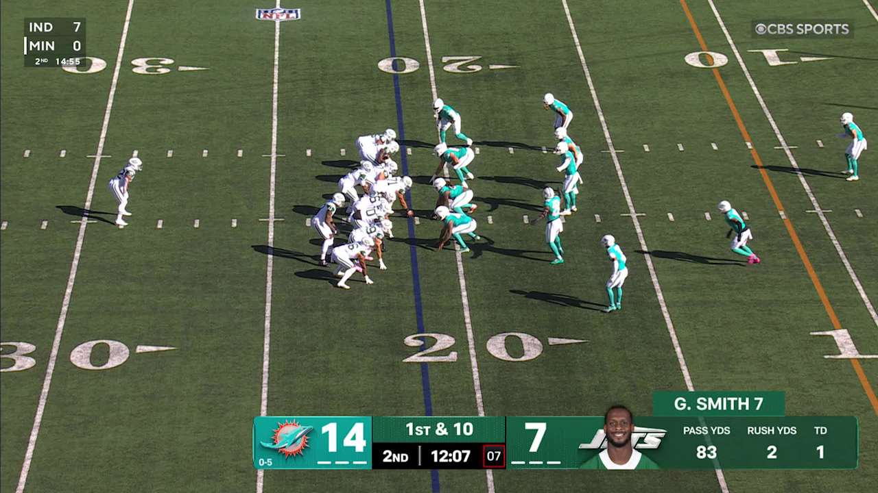 Miami Dolphins safety Michael Taaffe hawks Geno Smith's pass for ...