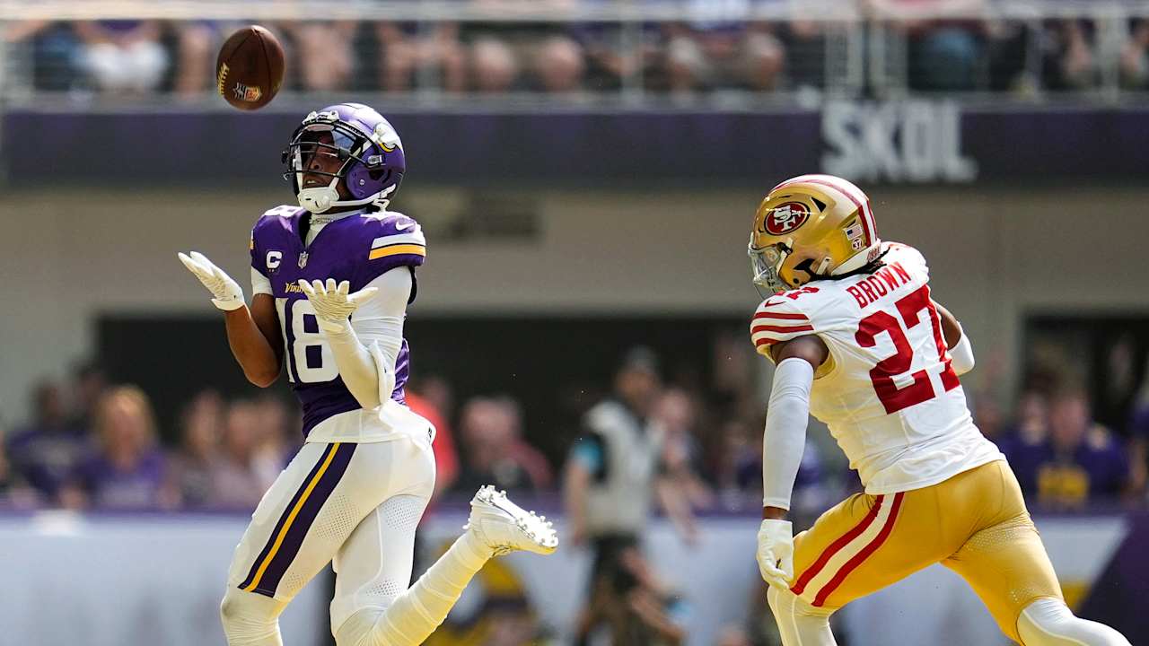 Justin Jefferson downplays quad contusion after 97-yard TD powers Vikings to win over 49ers