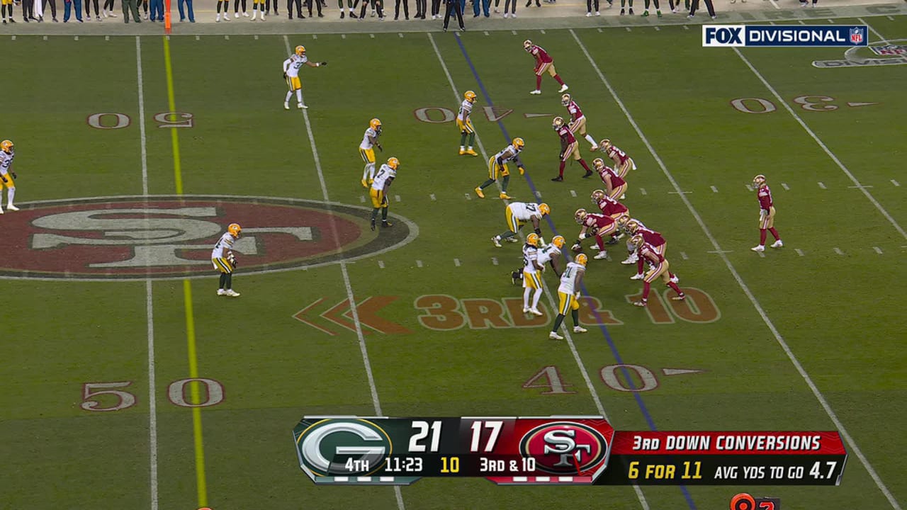 San Francisco 49ers wide receiver Jauan Jennings climbs the ladder on