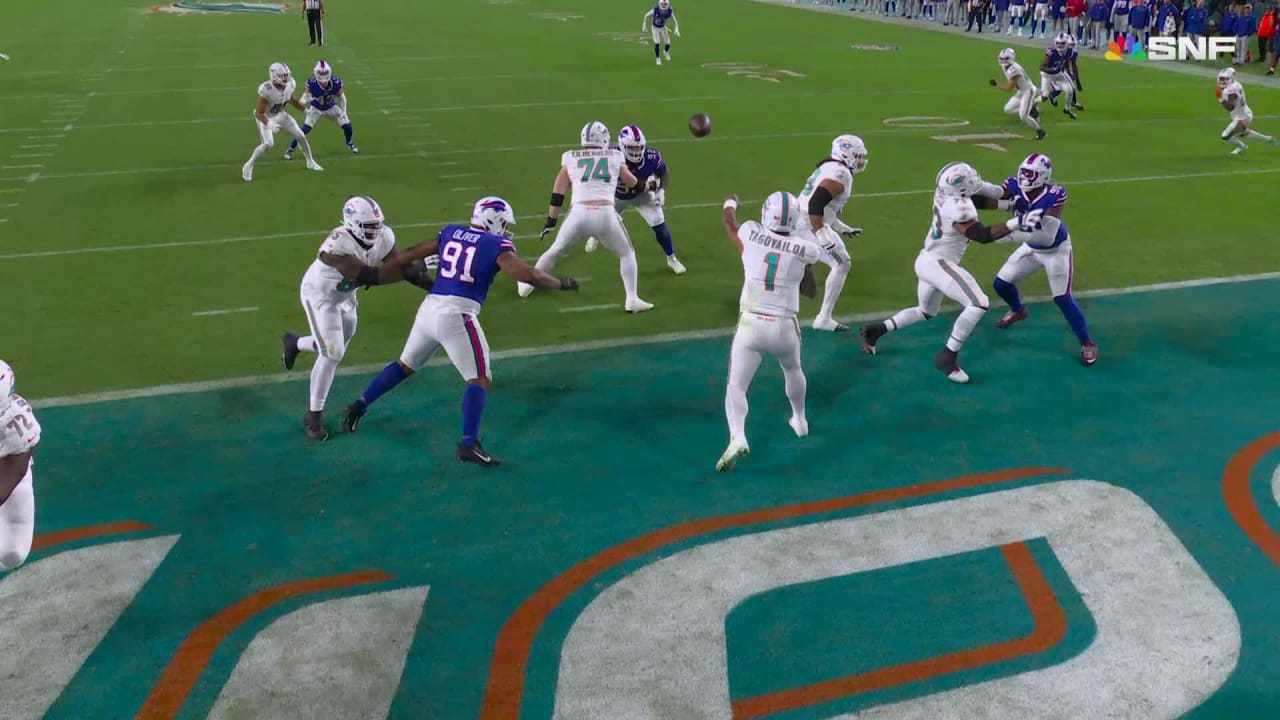 Miami Dolphins quarterback Tua Tagovailoa's 19yard dart to wide