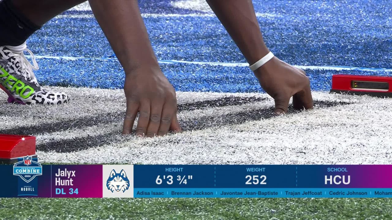 EDGE Jalyx Hunt runs 40yard dash at 2024 combine