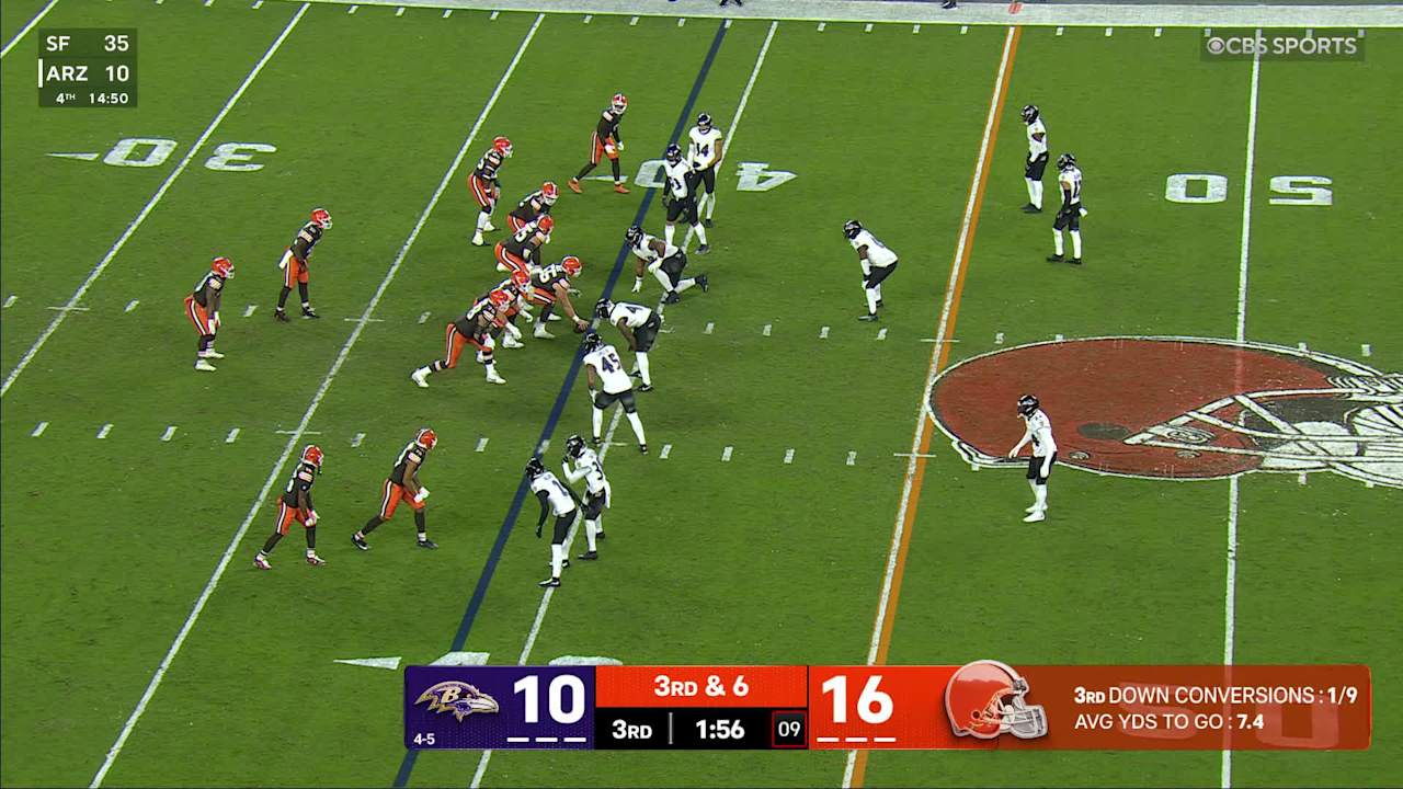 Baltimore Ravens defensive back Keyon Martin rips down Cleveland Browns ...