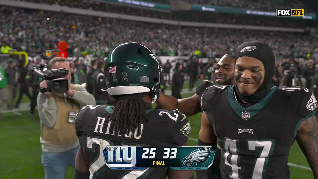 Philadelphia Eagles cornerback Kelee Ringo's first NFL INT comes in the