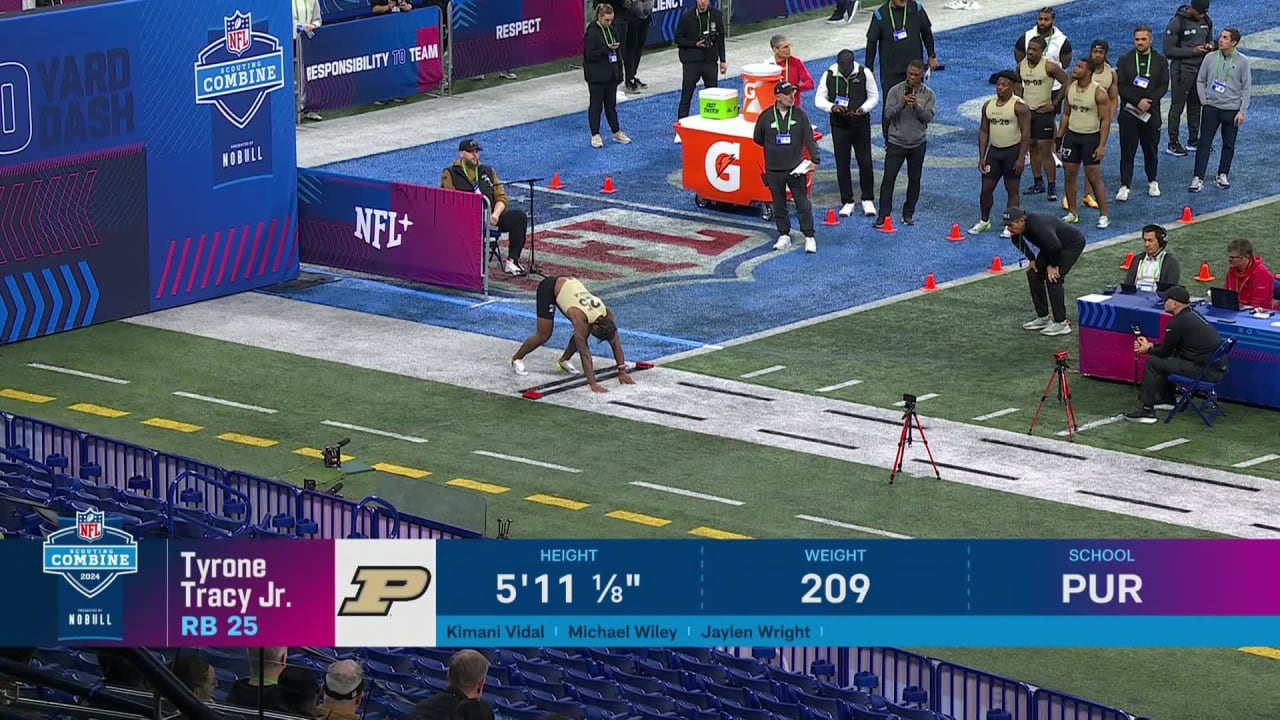 Running back Tyrone Tracy Jr. runs official 4.48second 40yard dash at