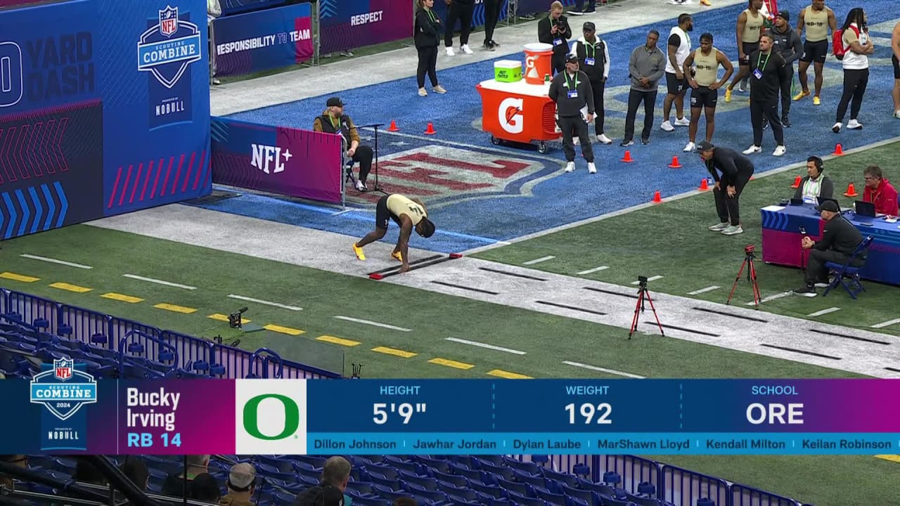 Running back Bucky Irving runs official 4.55-second 40-yard dash at ...