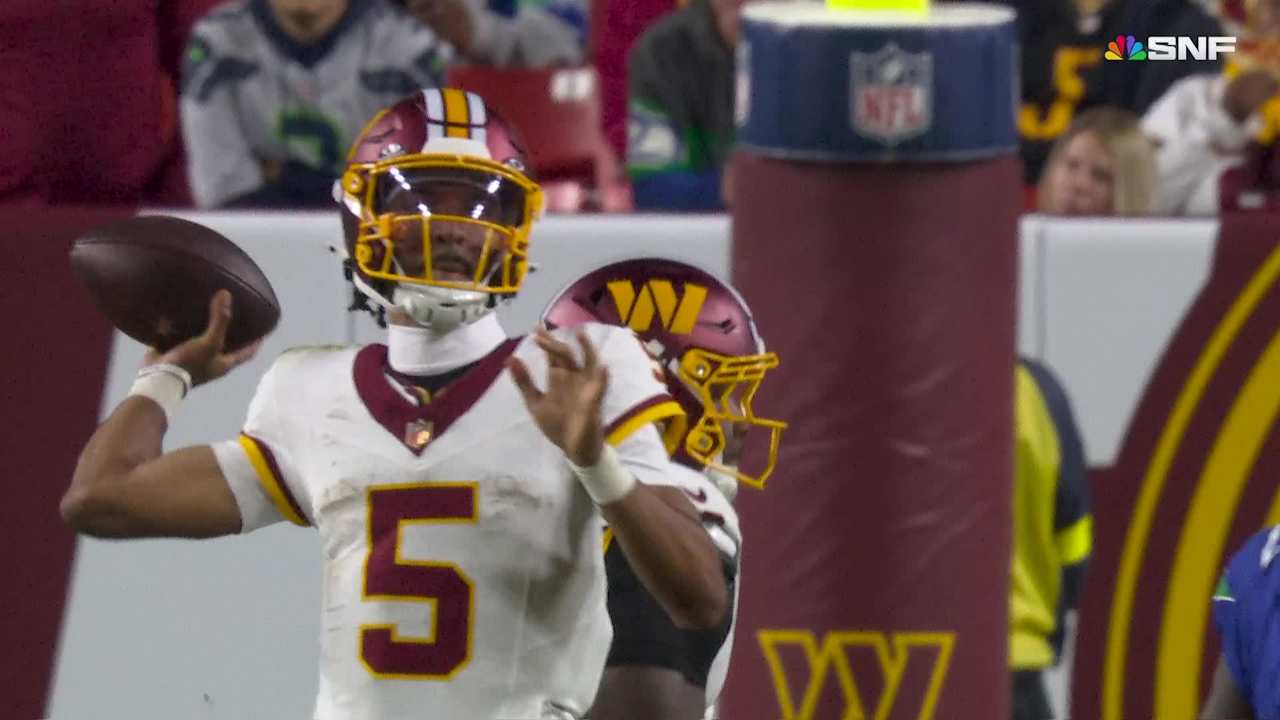 Image for Washington Commanders quarterback Jayden Daniels tosses a 25-yard dime to tight end Zach Ertz