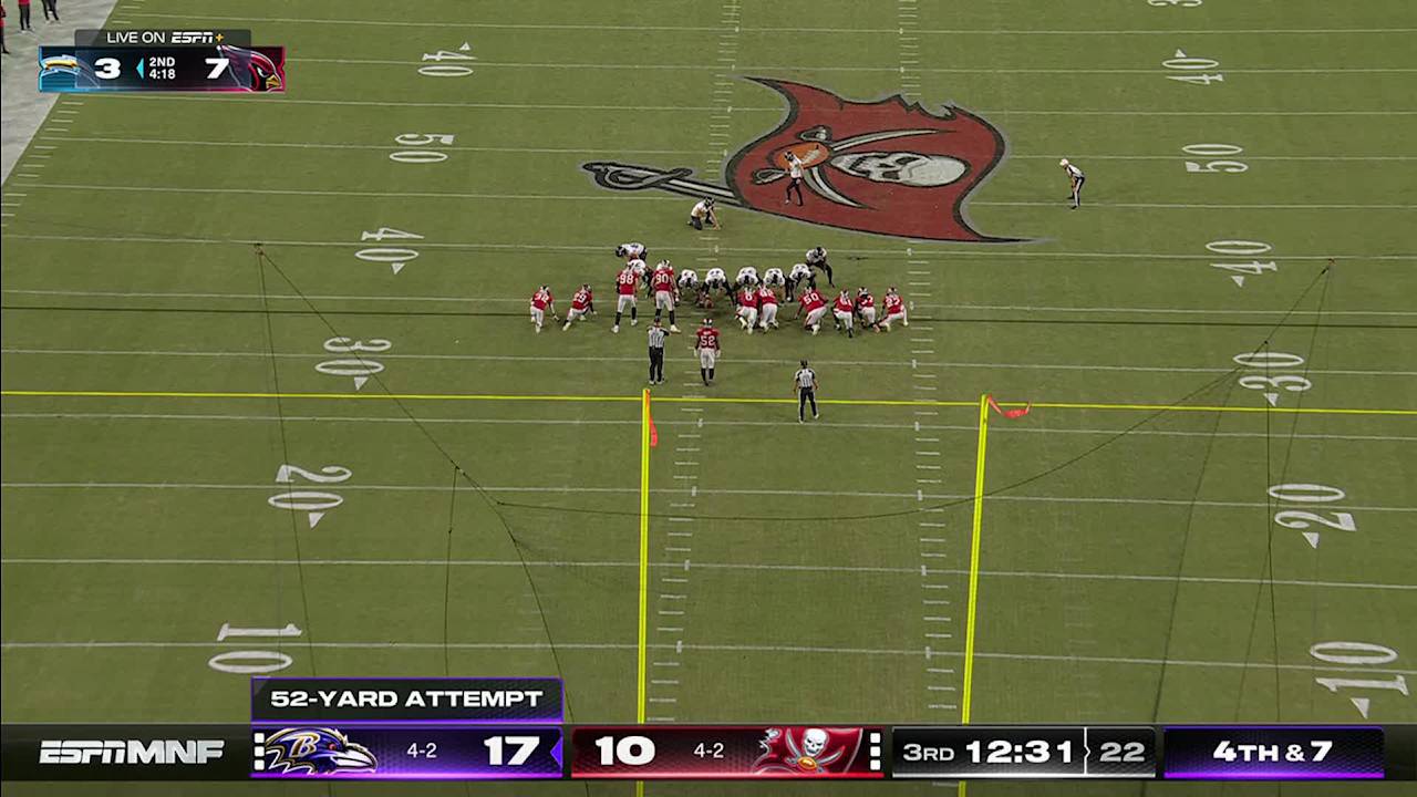 Baltimore Ravens kicker Justin Tucker knocks down 52-yard field goal to ...