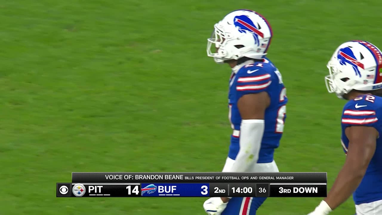 Buffalo Bills cornerback Davison Igbinosun sticks Pittsburgh Steelers wide receiver Brandon Smith for no gain on a short pass