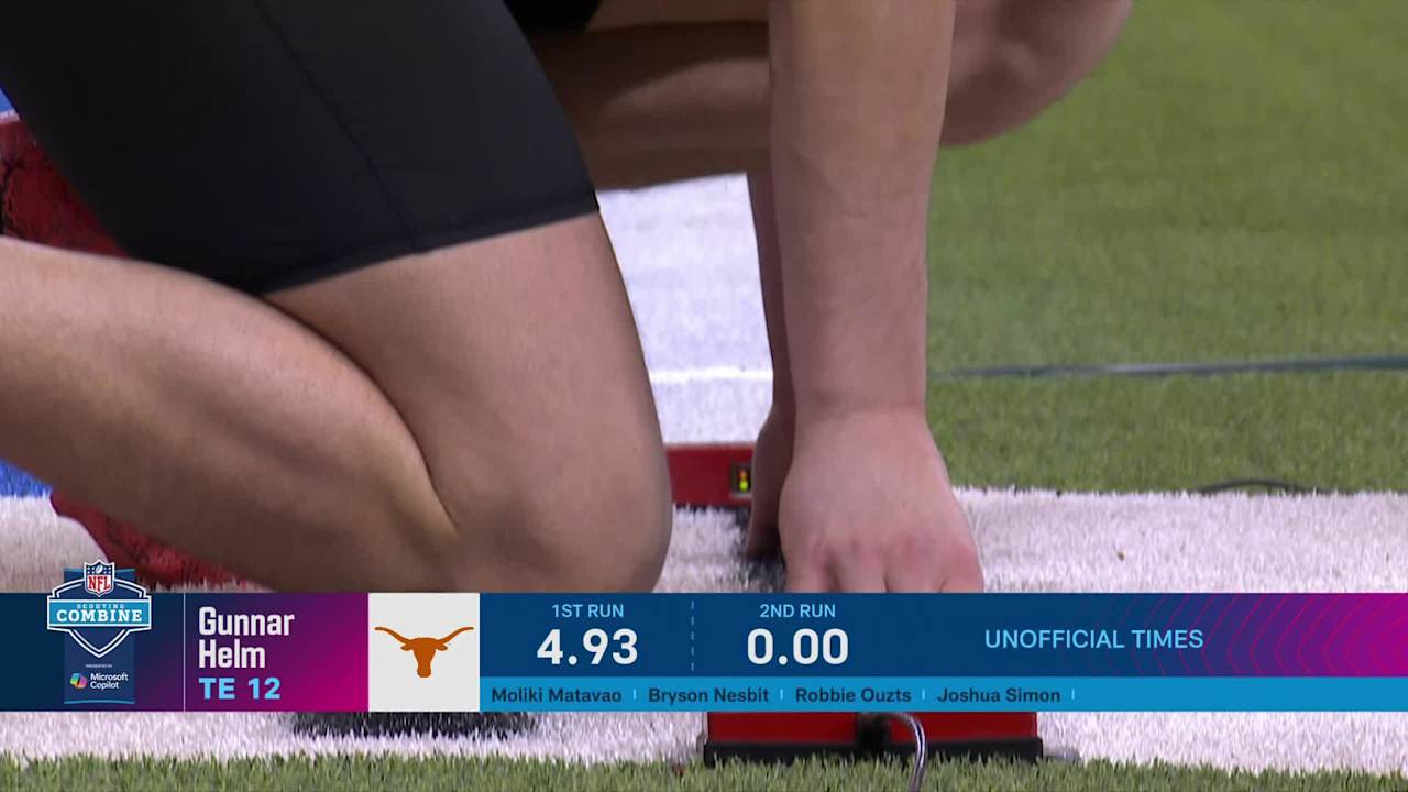 Tight end Gunnar Helm runs official 4.84-second 40-yard dash at 2025 ...