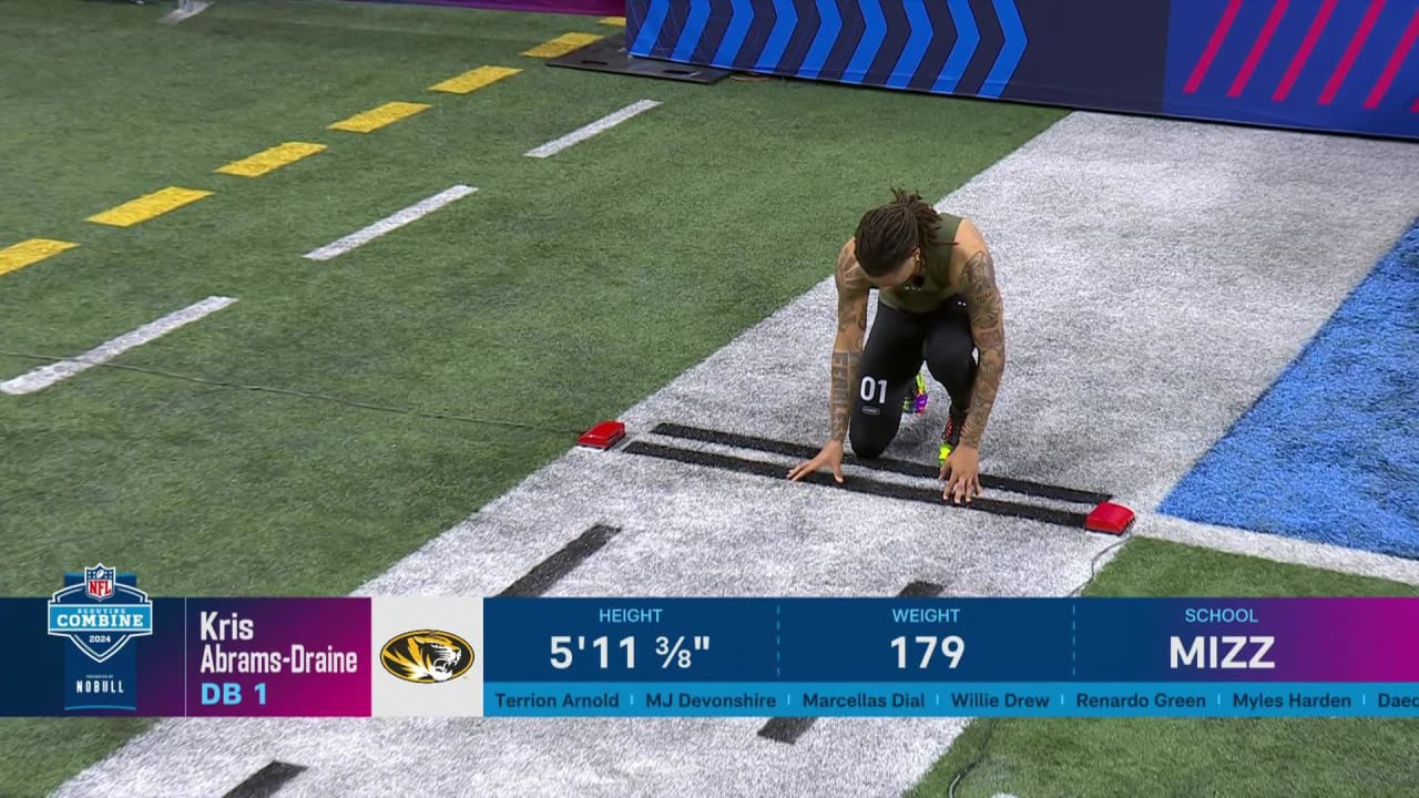 Cornerback Kris Abrams-Draine Runs Official 4.44-second 40-yard Dash At ...