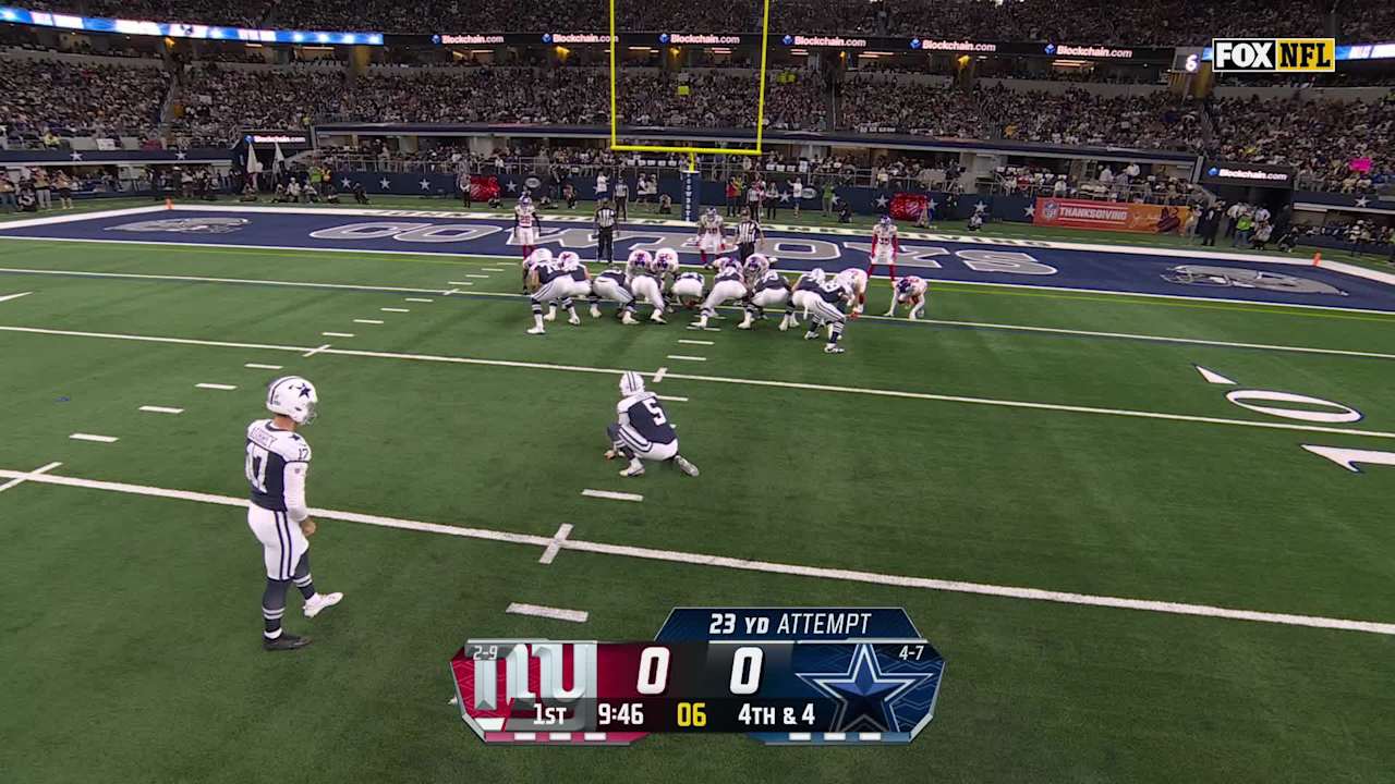 Dallas Cowboys kicker Brandon Aubrey's 23yard field goal opens scoring in New York Giants