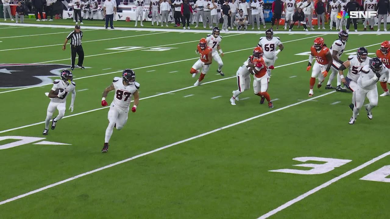 Houston Texans wide receiver Tank Dell follows convoy of blockers on 18 ...