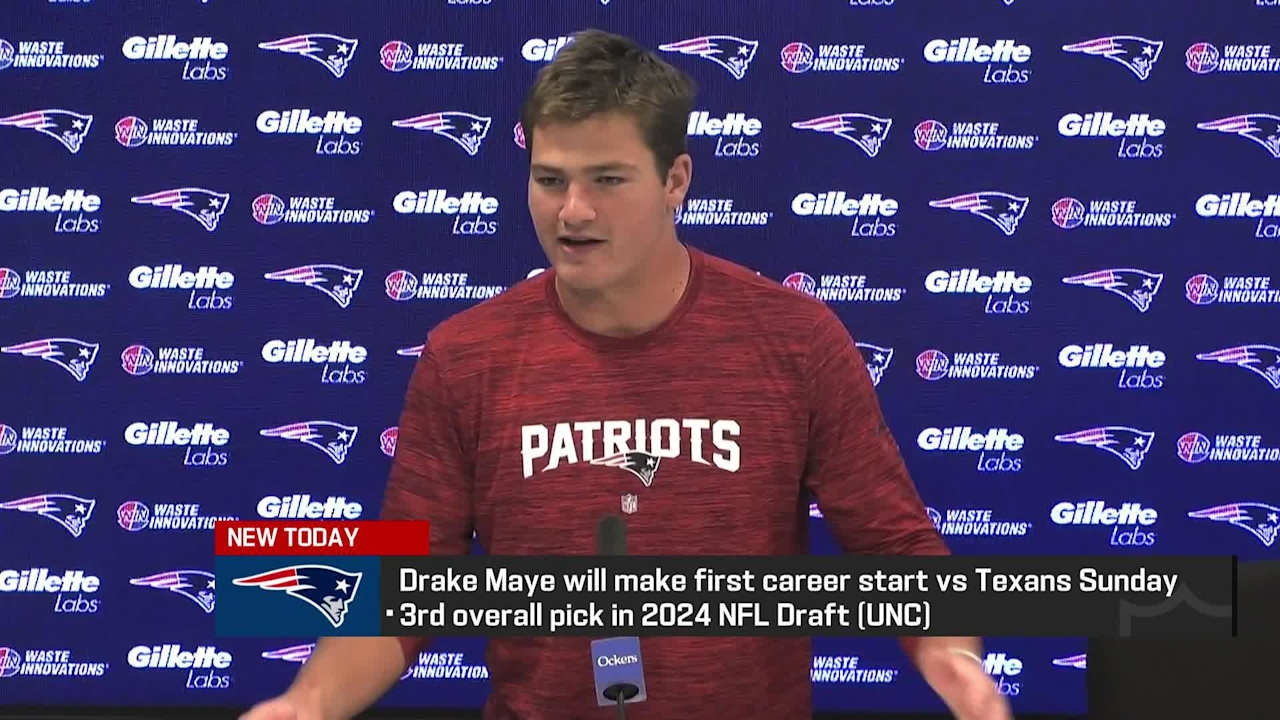 New England Patriots quarterback Drake Maye will make first career