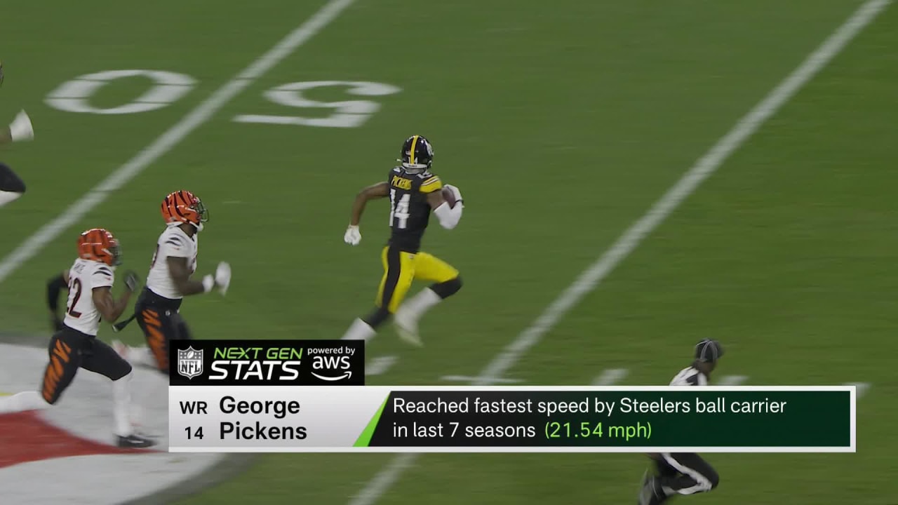 Pittsburgh Steelers wide receiver Pickens reached 21.54 MPH on