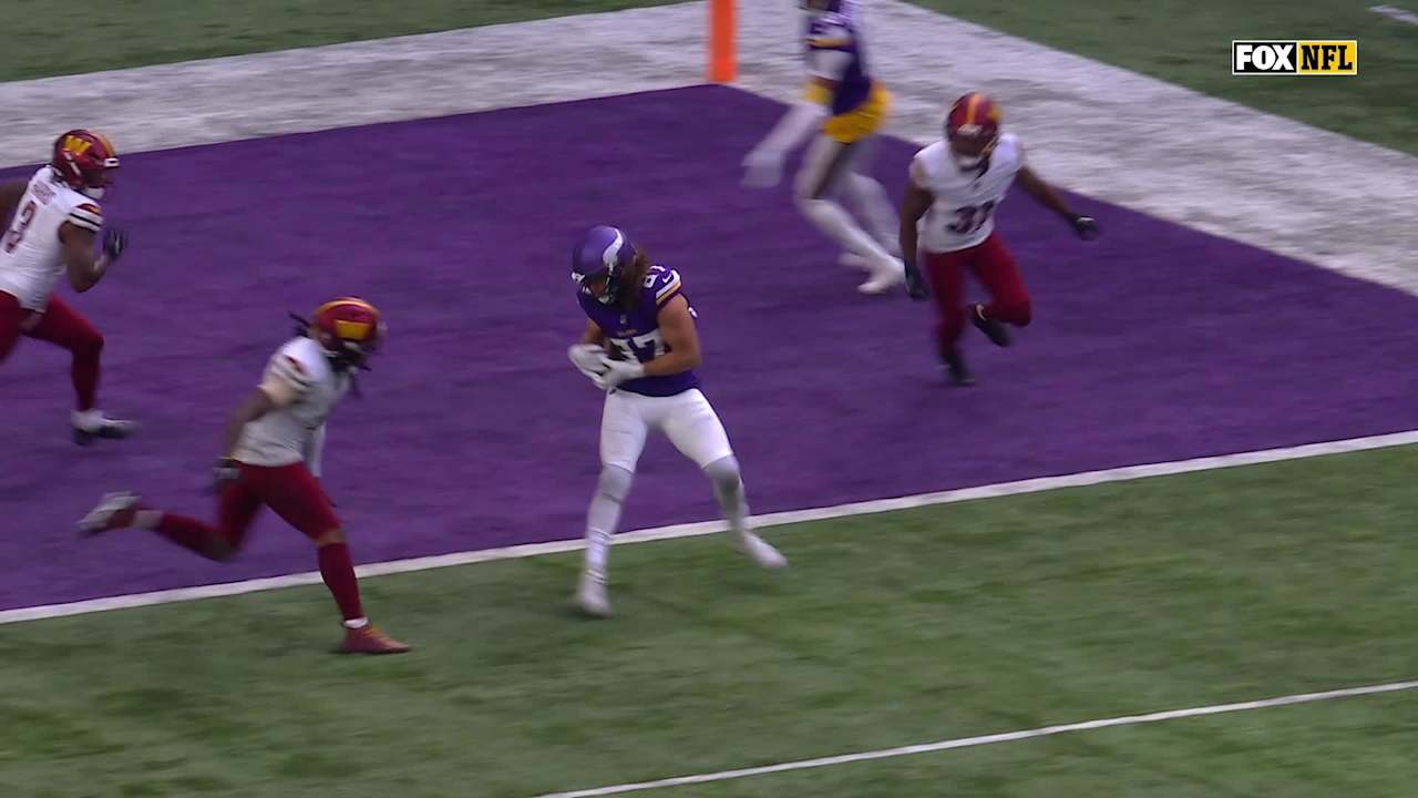 Minnesota Vikings quarterback J.J. McCarthy's third TD pass of day goes ...
