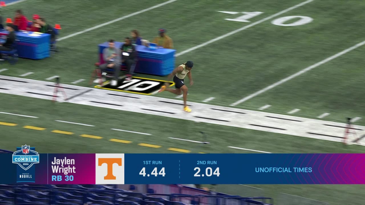 Running back Jaylen Wright runs official 4.38-second 40-yard dash at ...