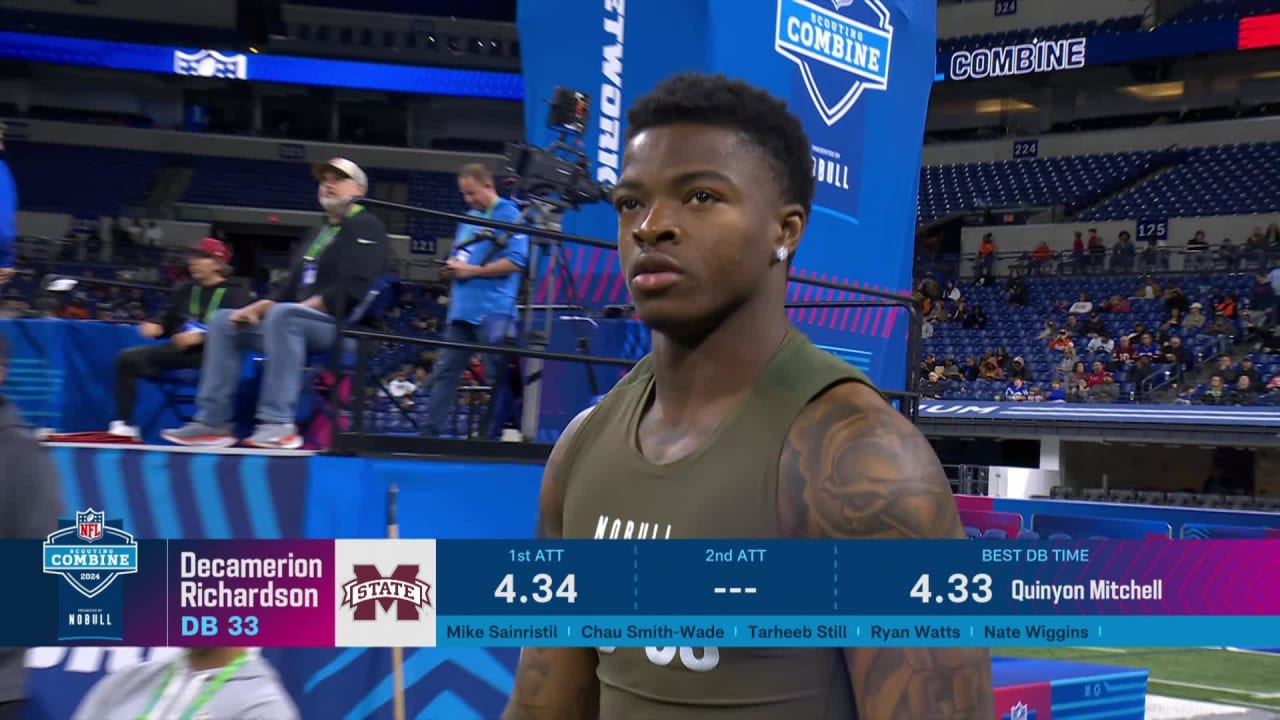 Cornerback Decamerion Richardson runs official 4.34-second 40-yard dash at  2024 combine