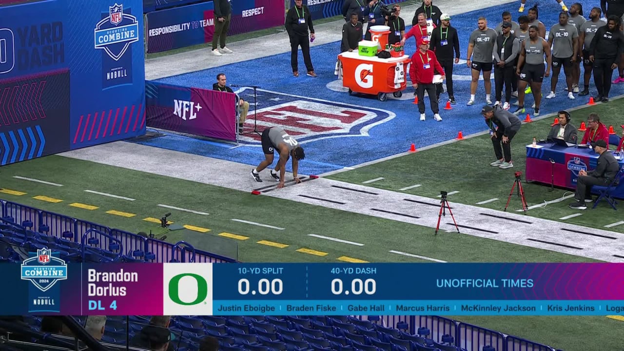 Defensive end Brandon Dorlus runs official 4.85-second 40-yard dash at ...