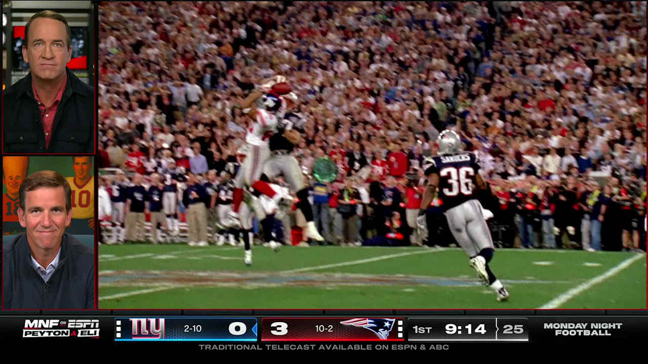 Former NFL quarterback Eli Manning relives iconic Super Bowl moment vs ...