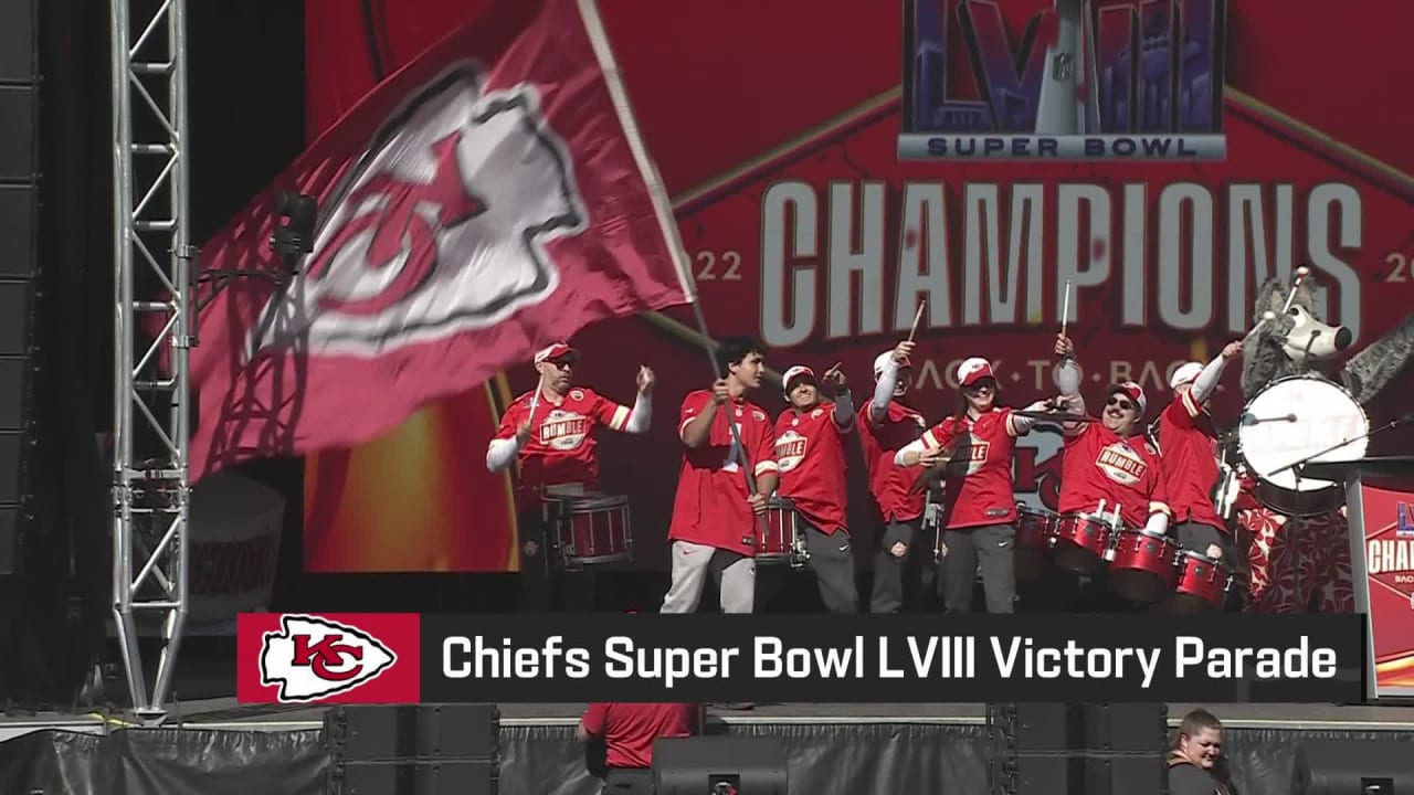 Rumble drumline perform at Chiefs Super Bowl LVIII Victory parade