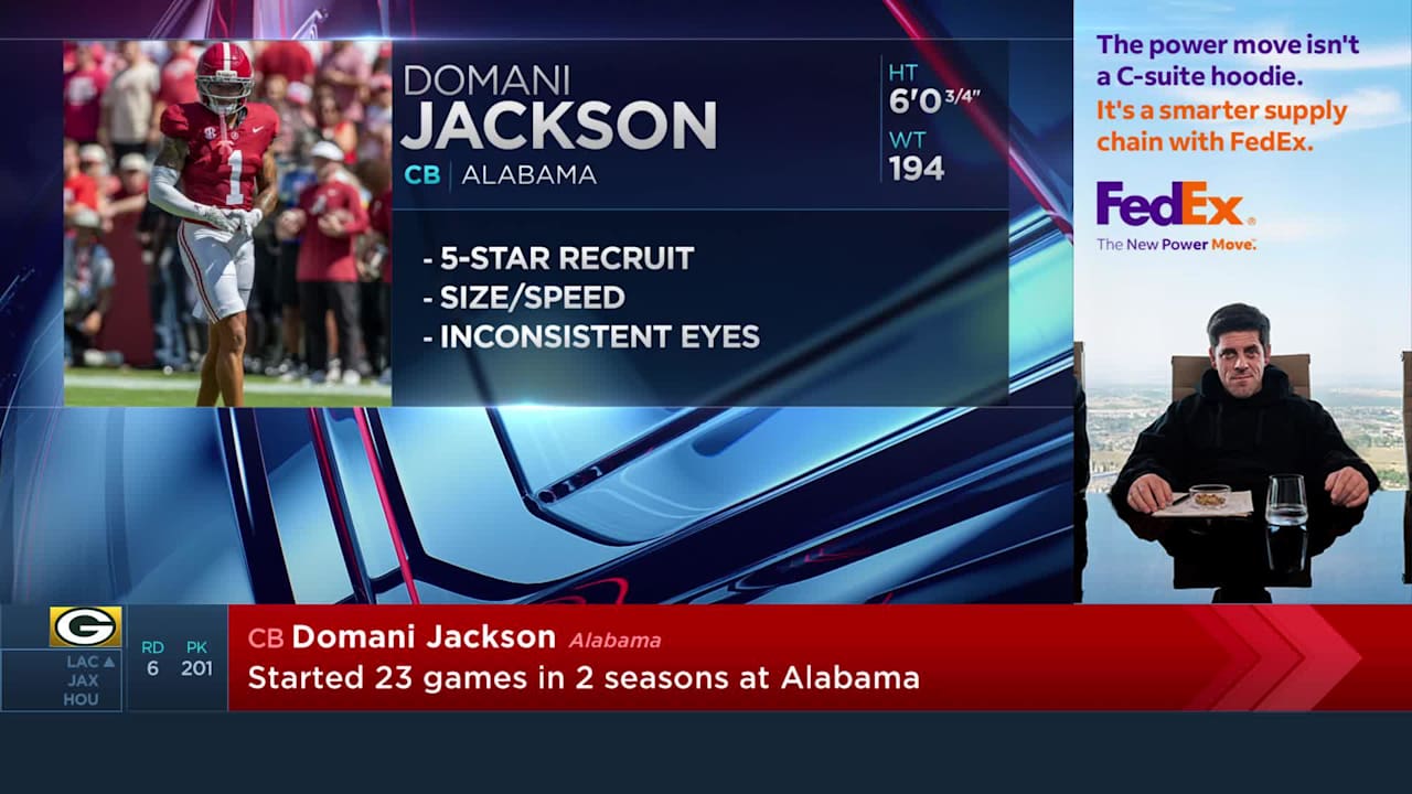 Green Bay Packers select cornerback Domani Jackson with No. 201 pick in ...