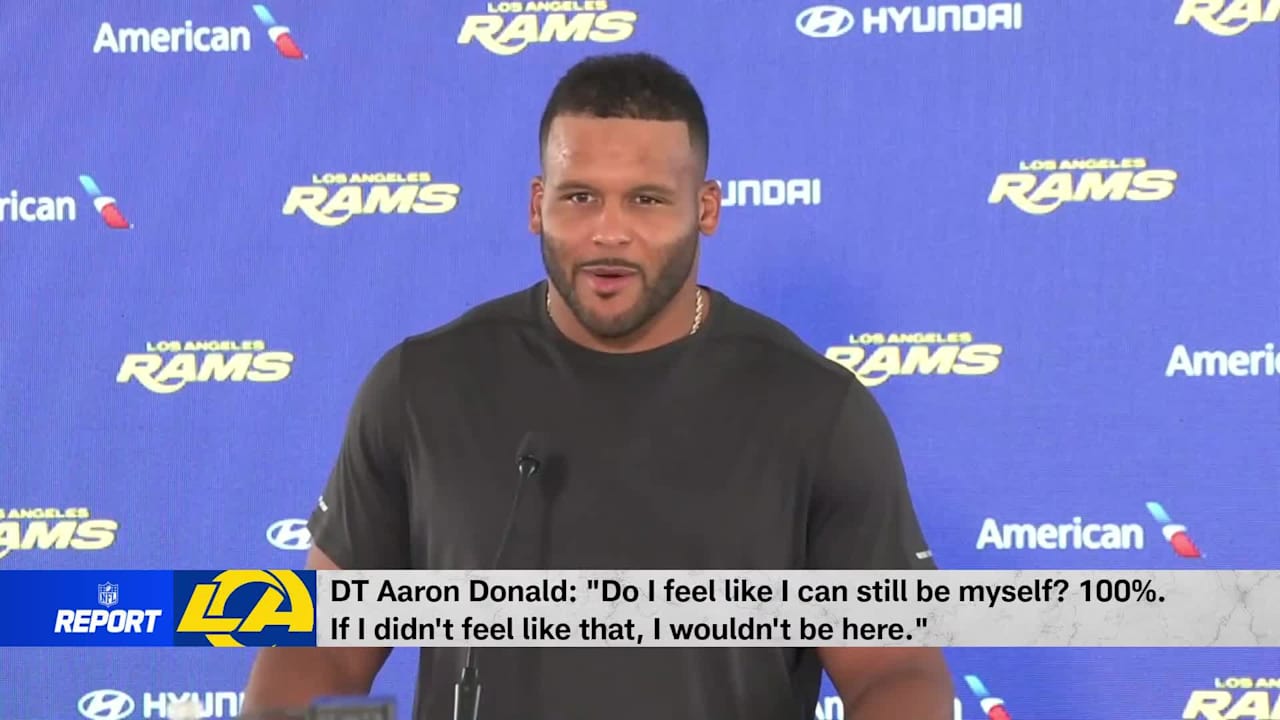 Aaron Donald addresses the media following career announcement