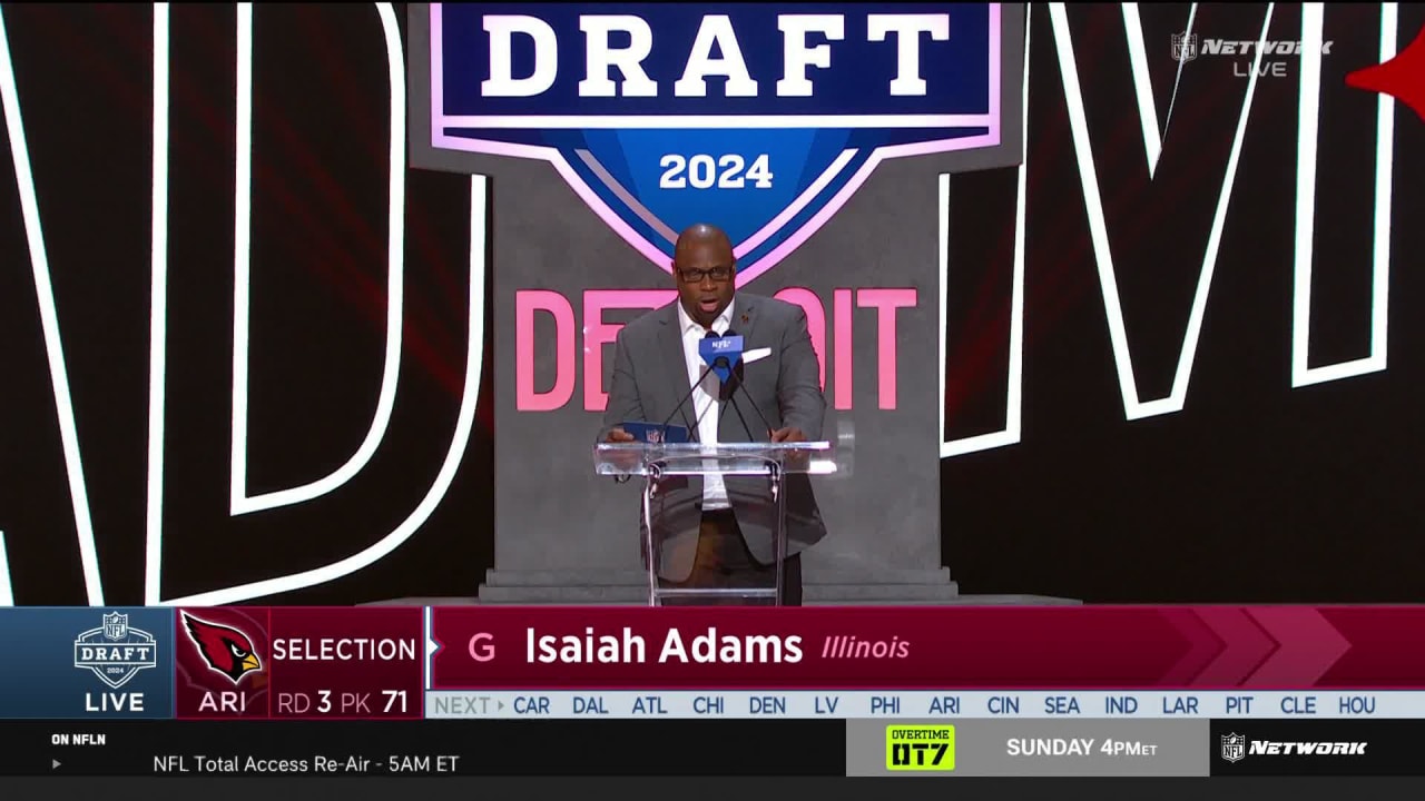 Arizona Cardinals select offensive guard Isaiah Adams with No. 71 pick ...