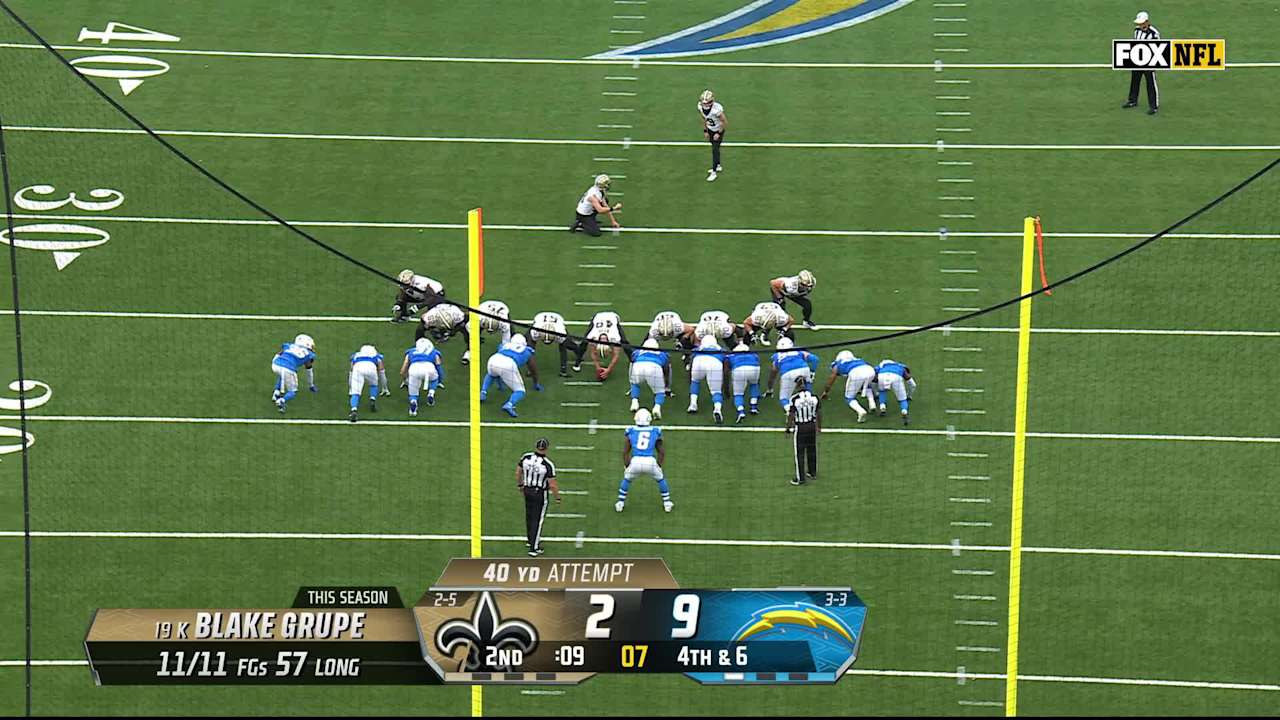 New Orleans Saints kicker Blake Grupe's 40yard field goal cuts Saints