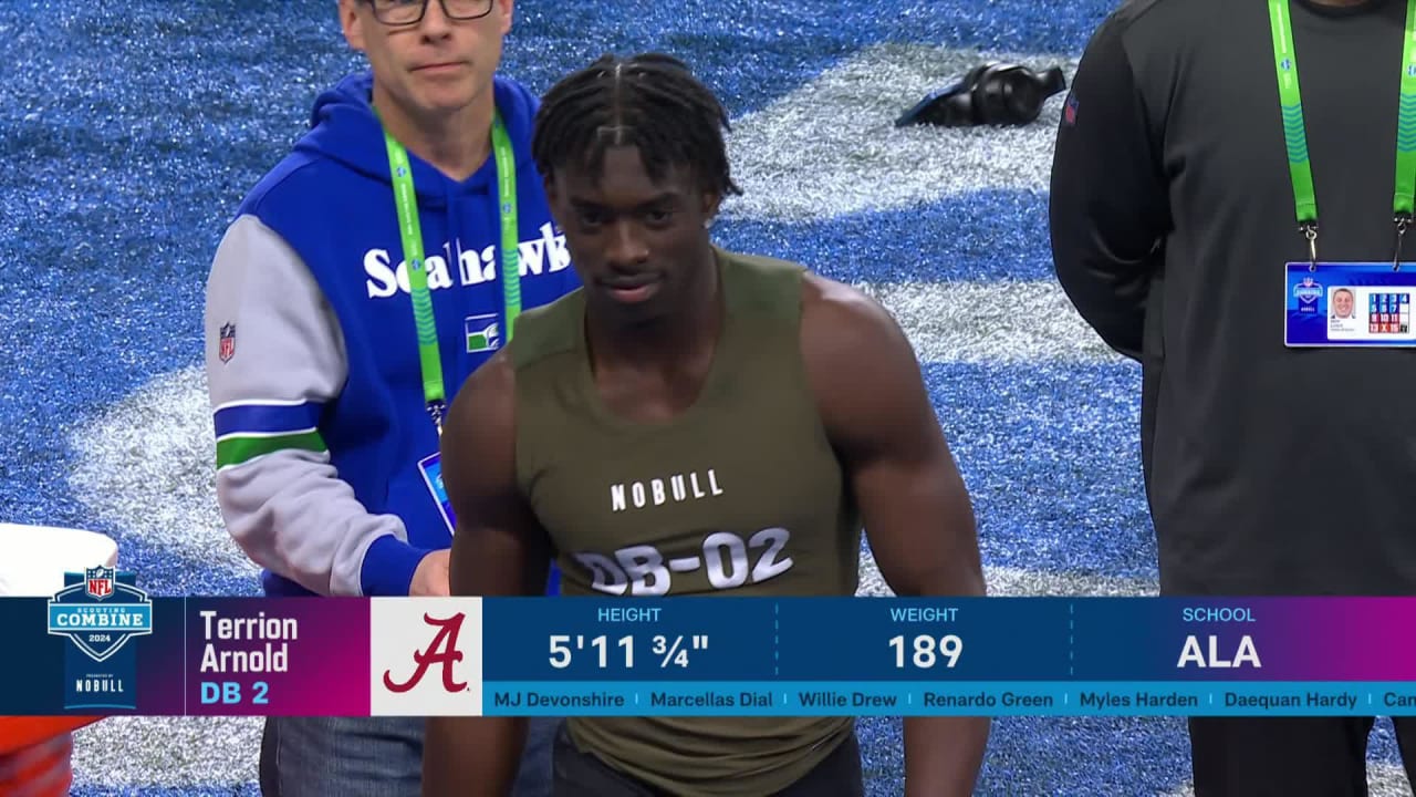 Cornerback Terrion Arnold runs 40yard dash at 2024 combine