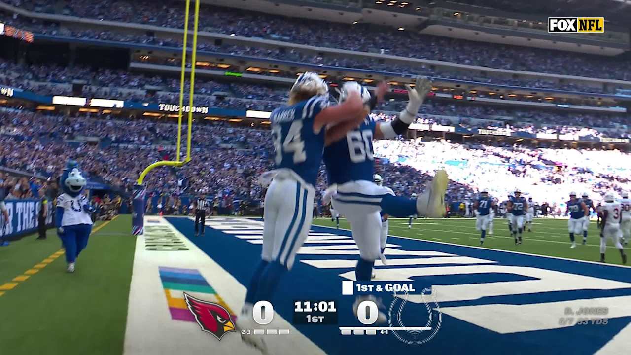 Indianapolis Colts quarterback Daniel Jones' touchdown pass to rookie ...