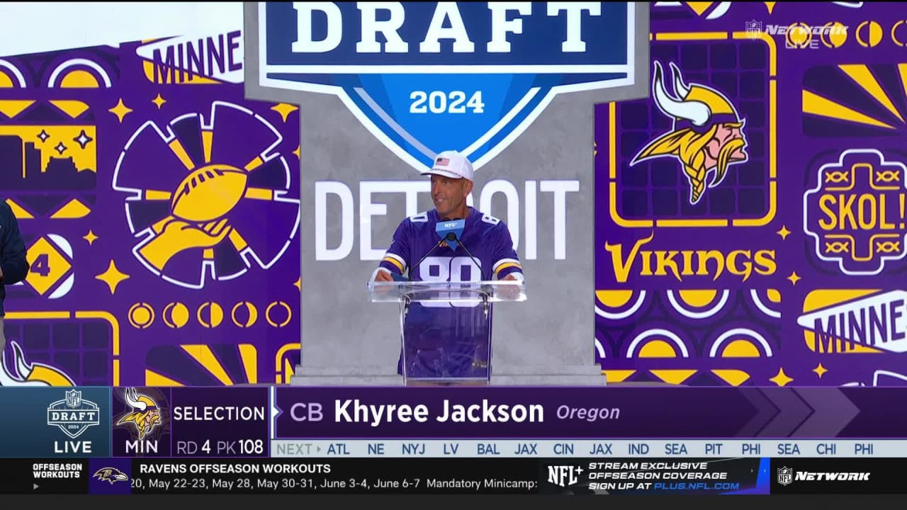 Minnesota Vikings select defensive back Khyree Jackson with No. 108