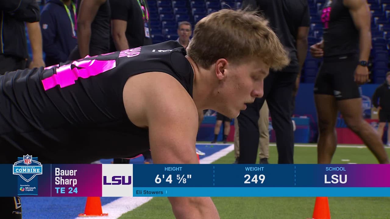 Tight end Bauer Sharp runs official 4.63-second 40-yard dash at 2026 ...