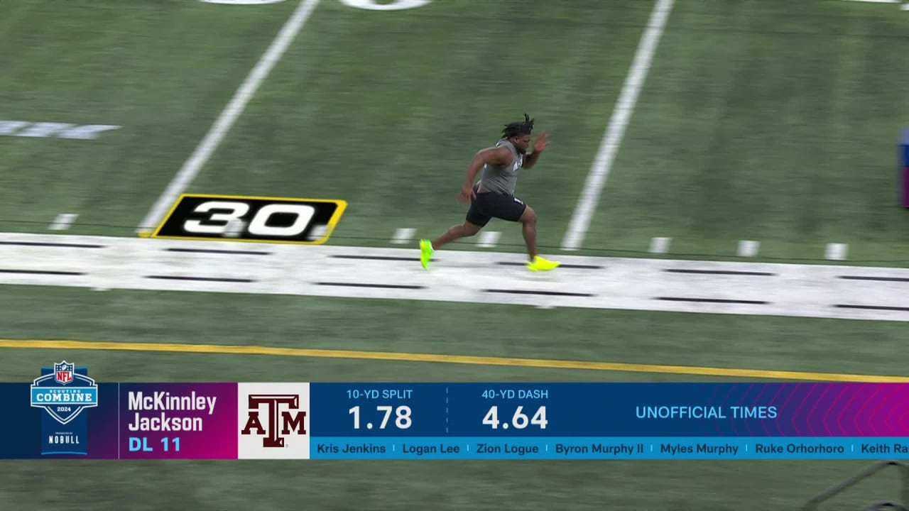 Defensive tackle McKinnley Jackson runs official 5.26second 40yard