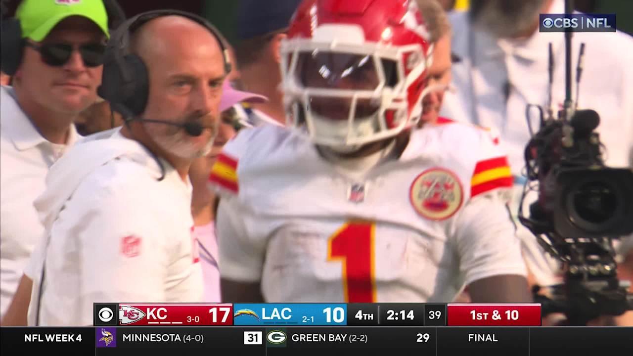 Kansas City Chiefs quarterback Patrick Mahomes' 15yard dart to wide