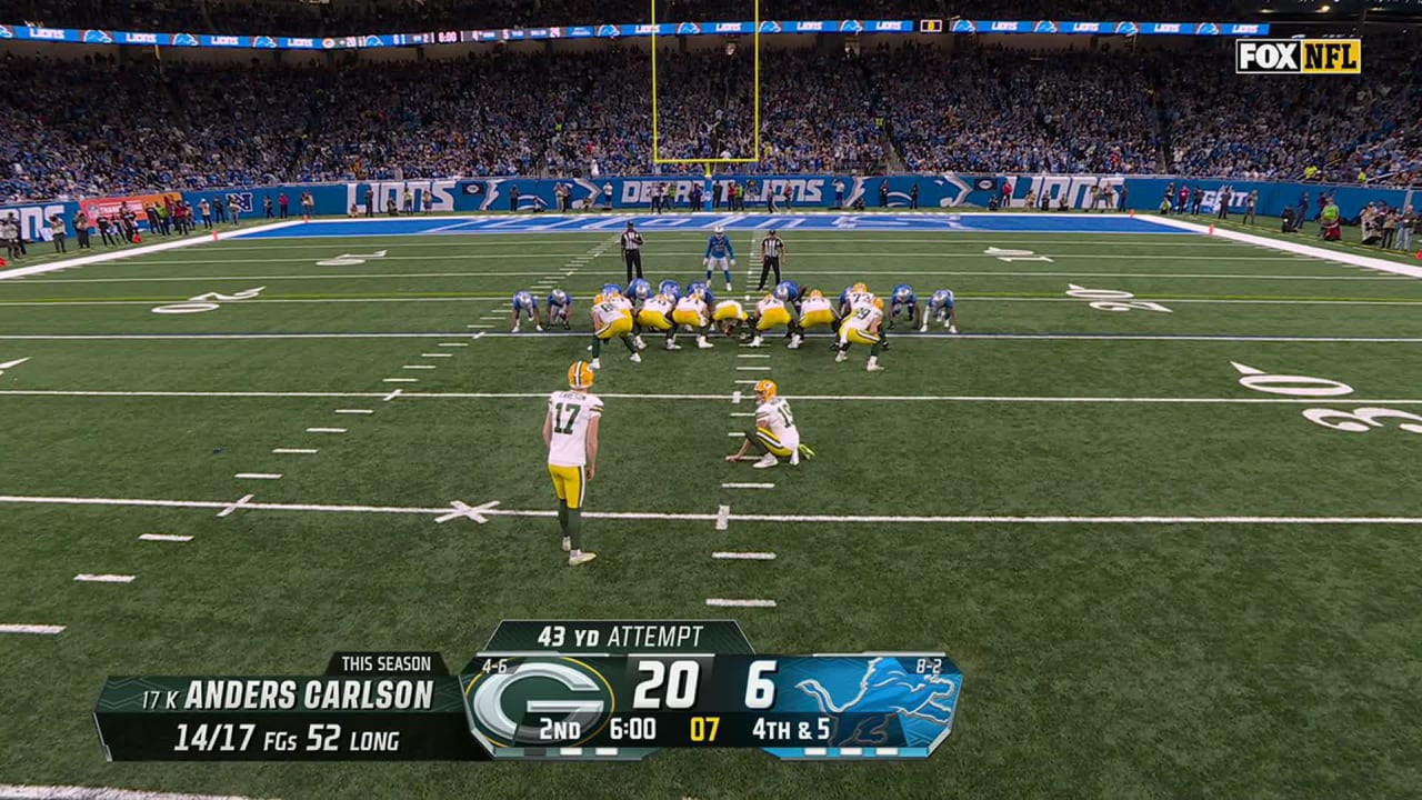 Green Bay Packers' field goal extends their lead to 236