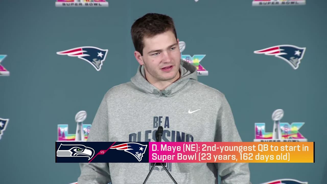 New England Patriots quarterback Drake Maye discuss Super Bowl prep three  days ahead of Super Bowl LX