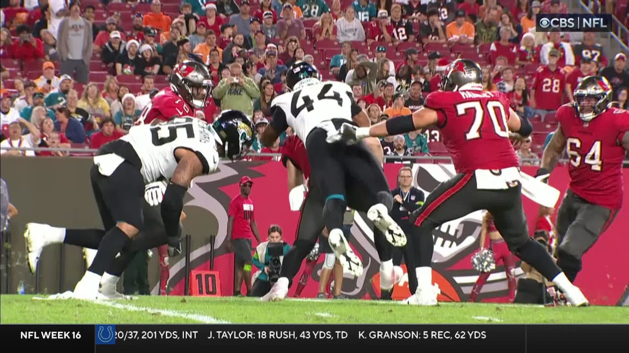 Jacksonville Jaguars linebacker Travon Walker's seventh sack of his sophomore season goes for 13