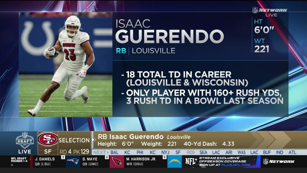 San Francisco 49ers select running back Isaac Guerendo with No. 129