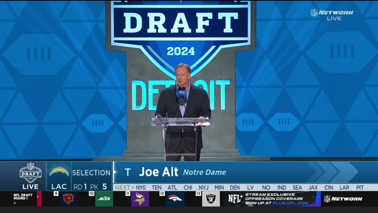 Los Angeles Chargers select offensive tackle Joe Alt with No. 5 pick in ...