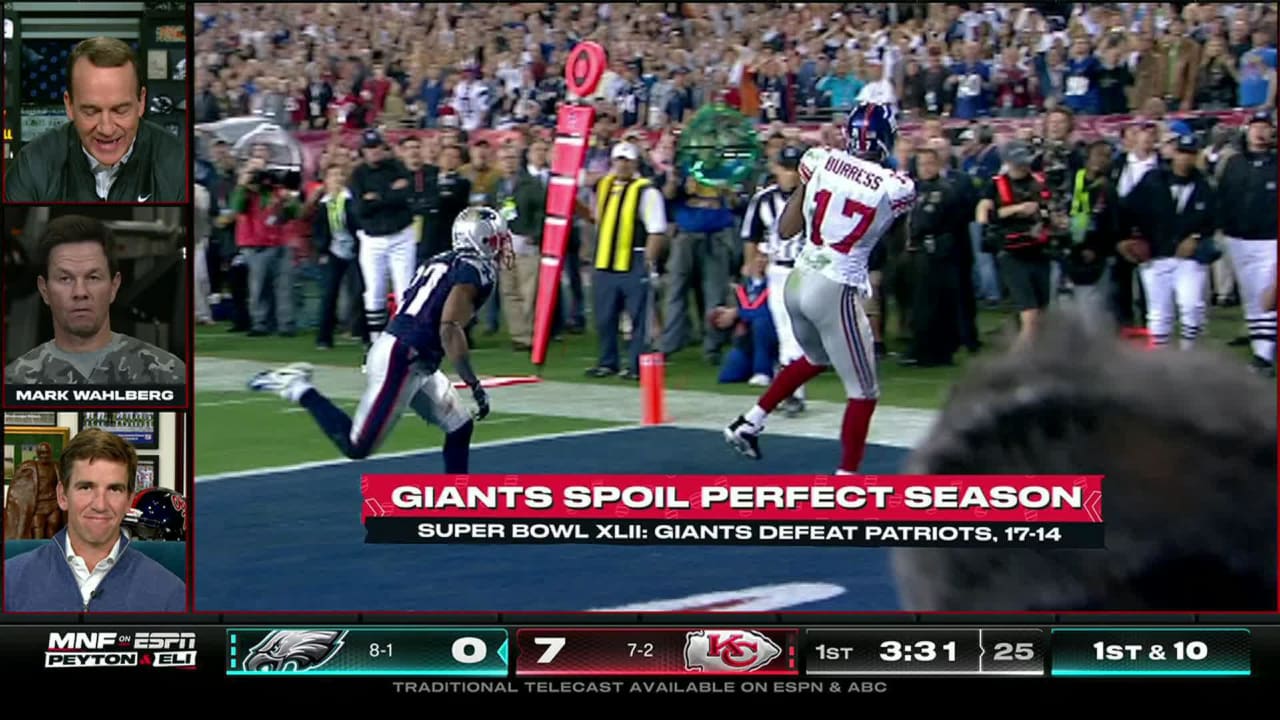 Actor Mark Wahlberg and Eli Manning recall New England Patriots' near ...