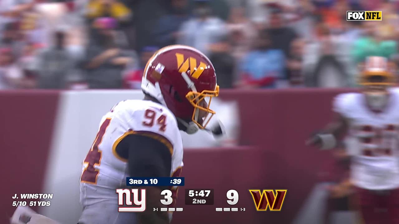 Washington Commanders defensive tackle Daron Payne's first sack of 2026 ...