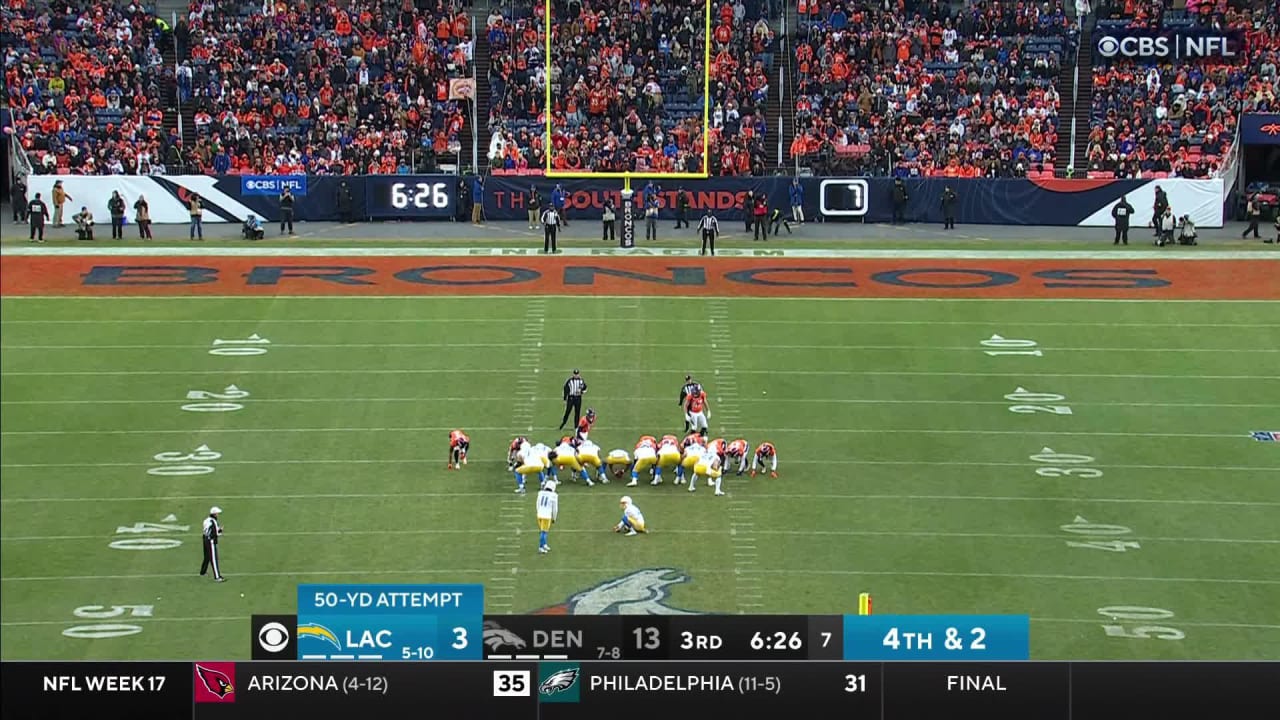 Los Angeles Chargers kicker Cameron Dicker drills 50 yard kick in third